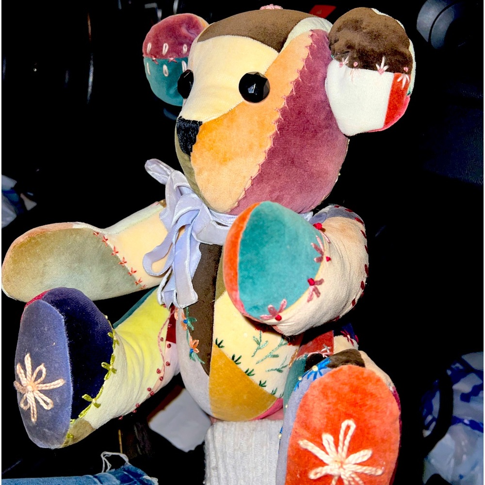 Antique jointed patchwork and floral teddy bear